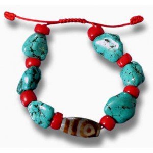 Bracelet turquoise with dZi Stone