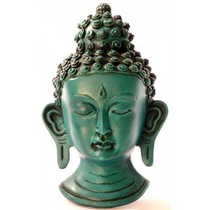 Buddha Mask 15 cm Resin turquoise