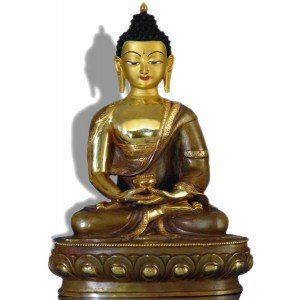 Amitabha 32 cm partly gilt Buddha Statue