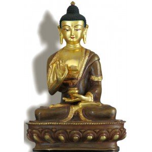 Amoghasiddhi 21cm partly gilt Buddha Statue