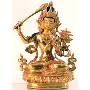 Manjushri 21 cm fully gold-plated Buddha Statue