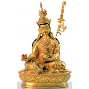 Padmasambhava  23 cm fully fire-gilded Buddha Statue