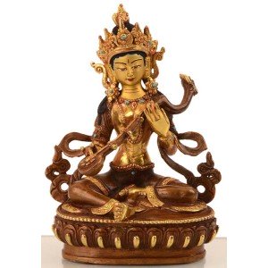 Saraswati 15,5 cm partly fire-gilded (gold plated)