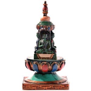 Stupa - Chörten 15 cm Resin turquoise painted
