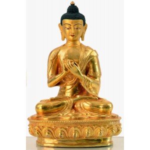 Vairocana 20 cm fully gold plated Buddha Statue