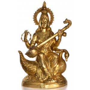 Saraswati Statue 74 cm brass