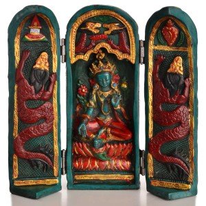 Buddha Box 20 cm Green Tara turquoise paintes