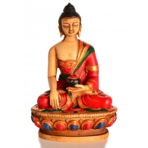Akshobhya 11,5 cm Buddha Statue Resin colored red