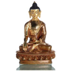 Akshobhya 21 cm partly fire gilded Buddha Statue