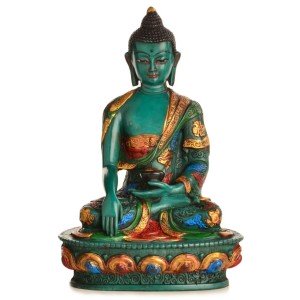 Akshobhya 20 cm Buddha Statue turquoise Resin painted