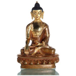 Akshobhya 21 cm partly fire gilded Buddha Statue