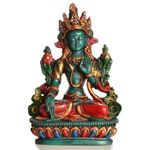 White Tara 15,5 cm Statue Resin turquoise painted