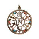 Tibetan Om brass Pendant  4 cm