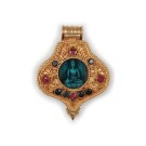 Silver Pendant  Ghau  Amitayus medallion goldplated