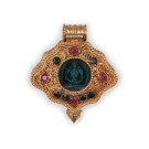 Silver Pendant  Ghau  Amitayus medallion goldplated