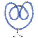Mala mit Buddhaköpfen Glas blau