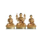 Gguru Tsongkhapa Set of 3 fully fire-gilded 29 cm