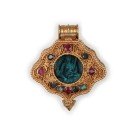 Silver Pendant  Ghau  Amitayus medallion goldplated