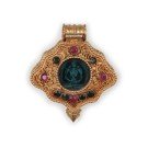 Silver Pendant  Ghau  Amitayus medallion goldplated