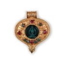 Silver Pendant  Ghau  Amitayus medallion goldplated