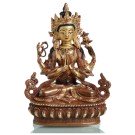 Avalokiteshvara - Chenrezi 16 cm partly gilt Buddha Statue