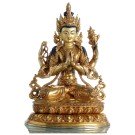 Avalokiteshvara - Buddha Statue Entirely Fire Gilded 30,5 cm Premium
