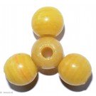glass beads yellow 14mm 4pc.