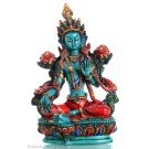 Green Tara Resin 21cm Turquoise Painted