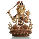 Manjushri 22 cm partly fire gold-plated Buddha Statue