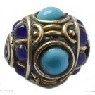 Brass - Glass Beads blue 19mm 1pc