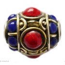 Brass - Glass Beads red 19mm 1pc