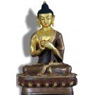 Vairocana 21 cm partly gold plated Buddha Statue