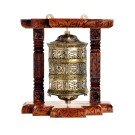 Wall Prayer wheel 20 cm long copper, wooden frame